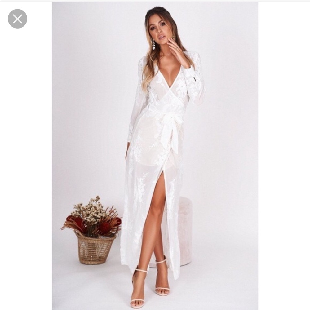 Maxi Lace Wrap Dress